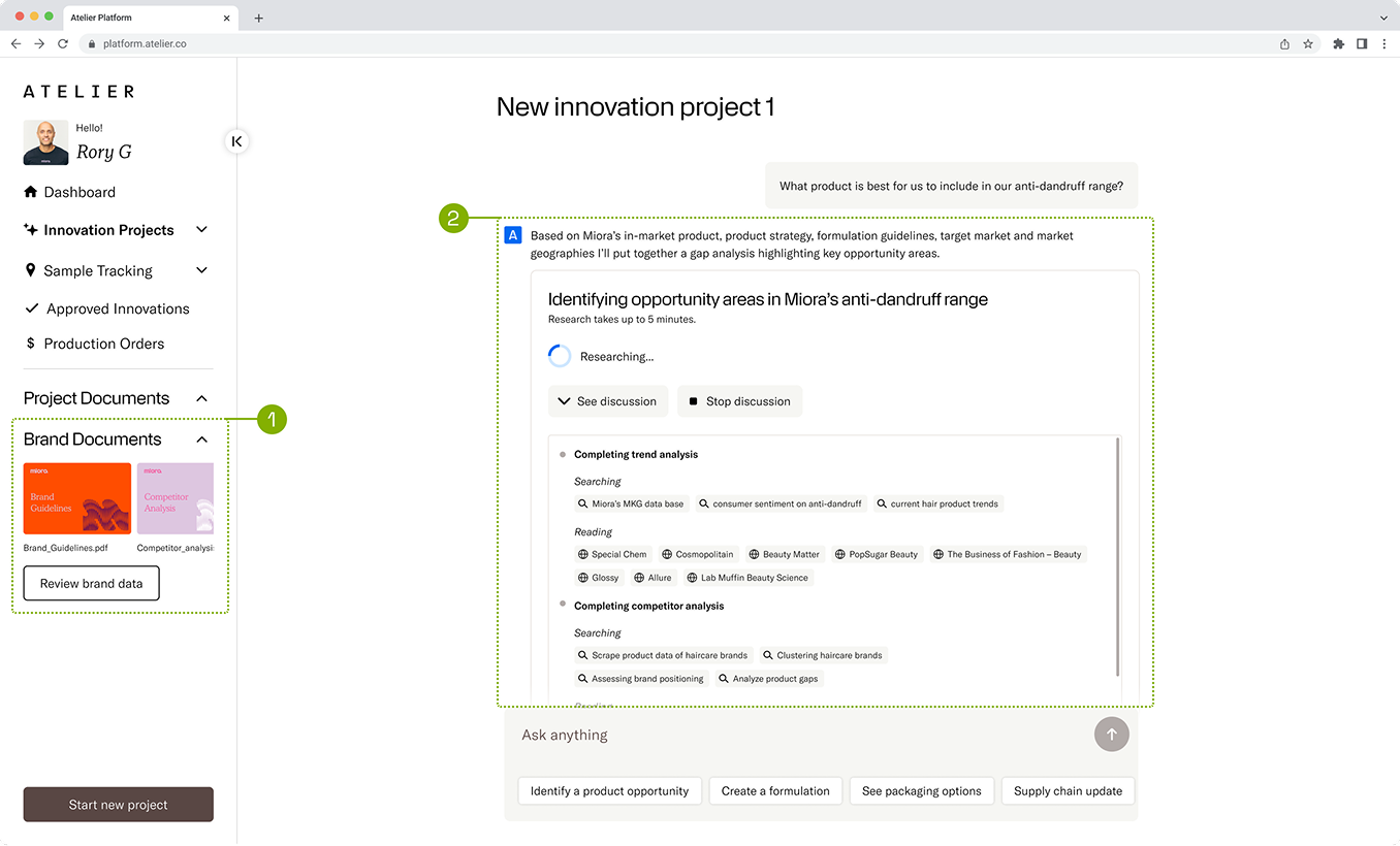 DAterlier Innovation Platform Screen One